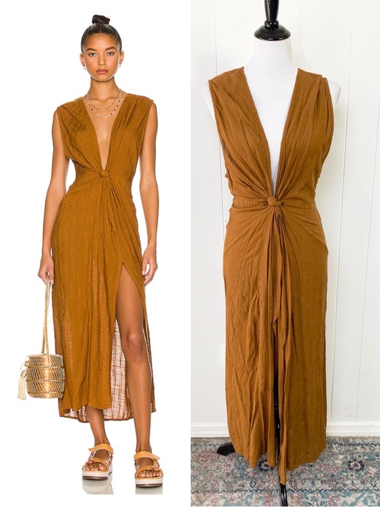 l*space Dresses & Skirts - L*Space Womens Amber Brown Down The Line Cover-Up Dress L34429 Sz Small